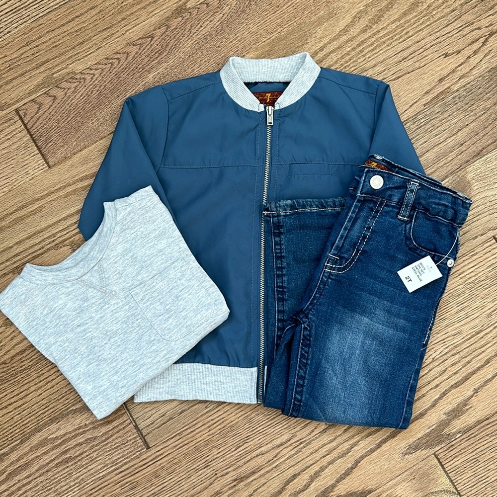3 pc 7 For All Mankind Boys outfit. Jeans, Tee and Light Jacket
